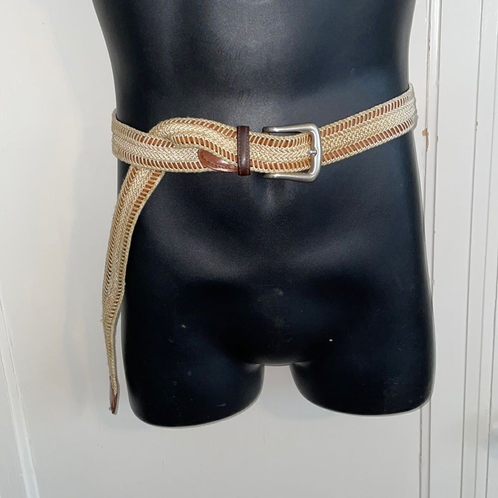 Torino cream & brown woven cord belt‎